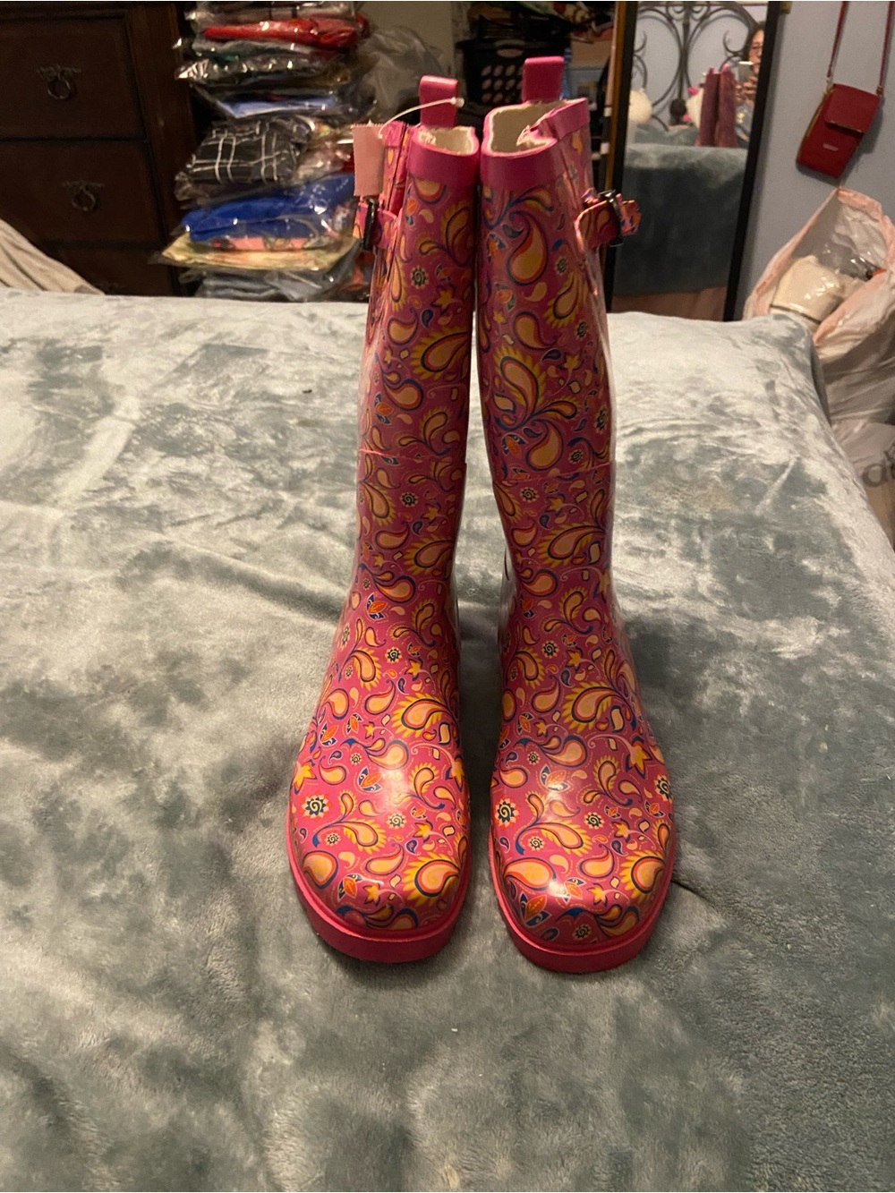 LOWER EAST SIDE Pink Paisley-Print Rain Boots